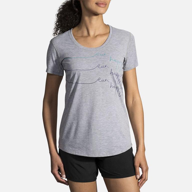 Brooks Distance Graphic Running Tank Top - Women's - Grey (83762-IHSR)